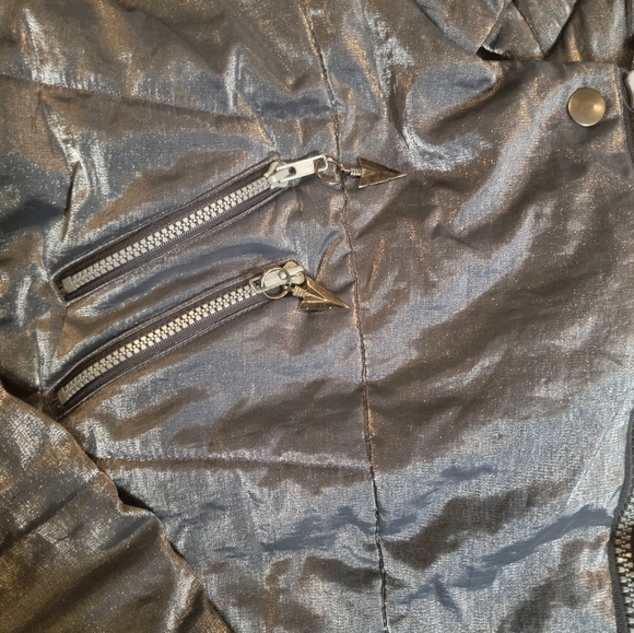 VTG 90S 80S Mulberry Street jacket Size M luminescent silver READ - Picture 4 of 12